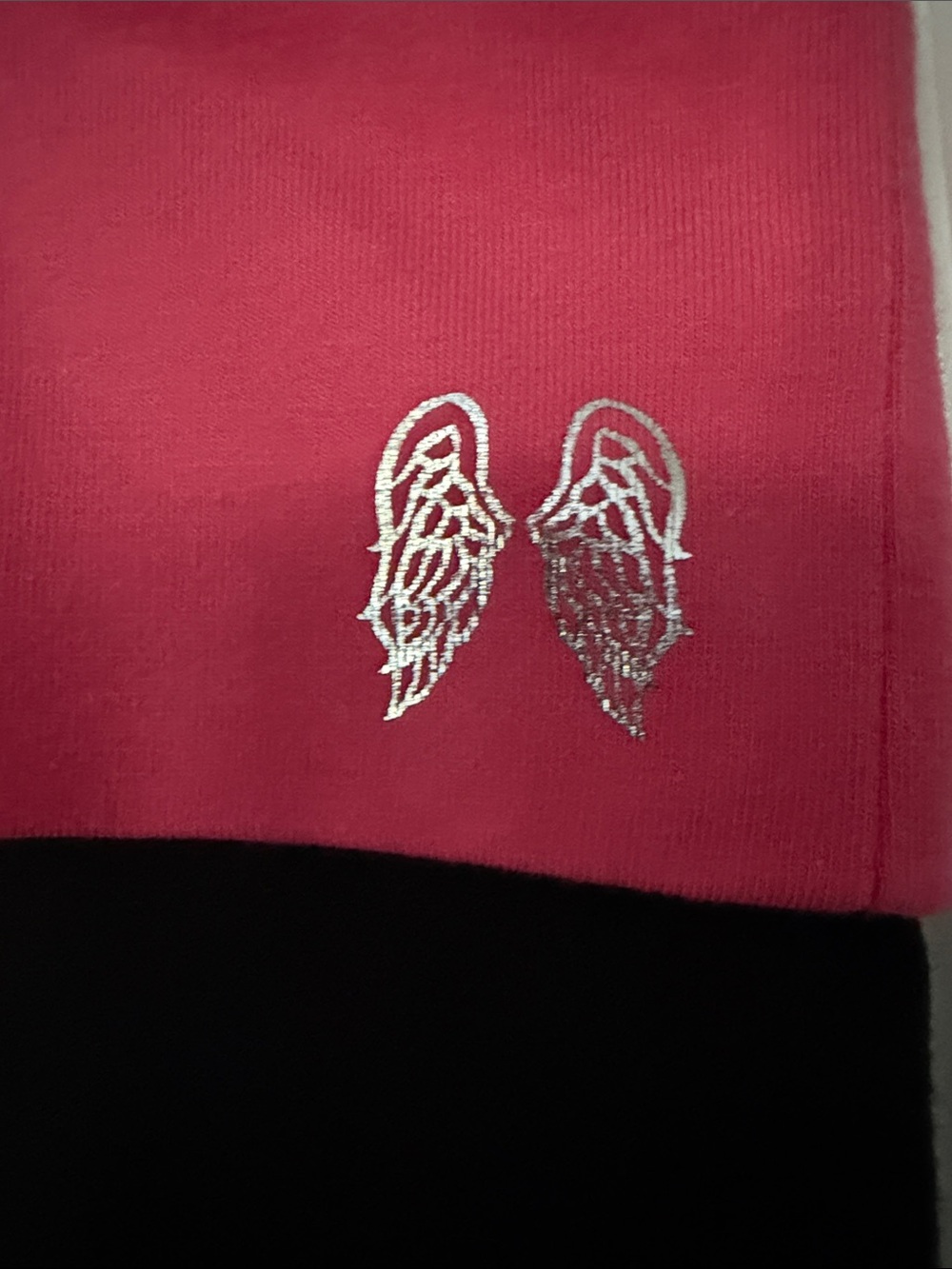 NWT Victoria Secret Black Leggings with Pink Fold-Over Waistband - Picture 2 of 5